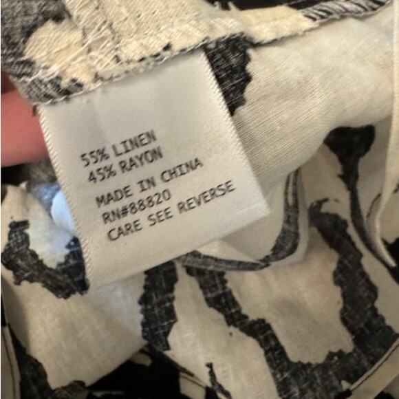 RACHEL ZOE 3 Piece Linen Blend Black White Damask Print Set S/M - Picture 7 of 11